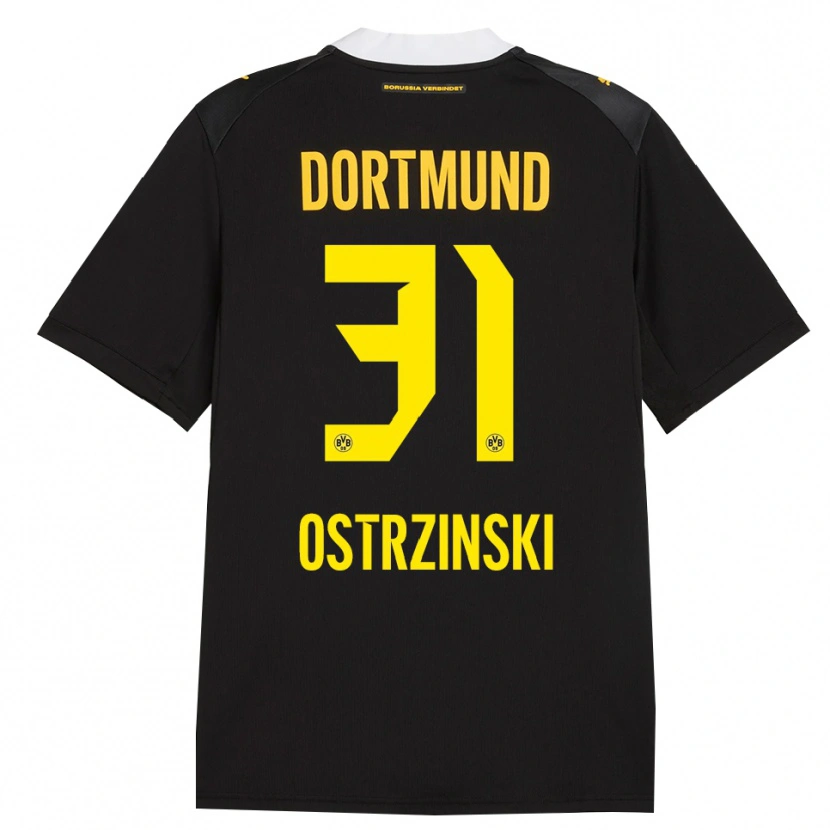 Danxen Kvinder Silas Ostrzinski #31 Sort Rød Gul Udebane Spillertrøjer 2026/27 Trøje T-Shirt
