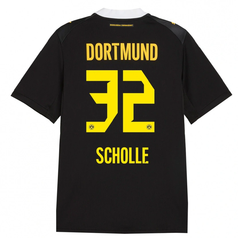 Danxen Kvinder Mia Scholle #32 Sort Rød Gul Udebane Spillertrøjer 2026/27 Trøje T-Shirt