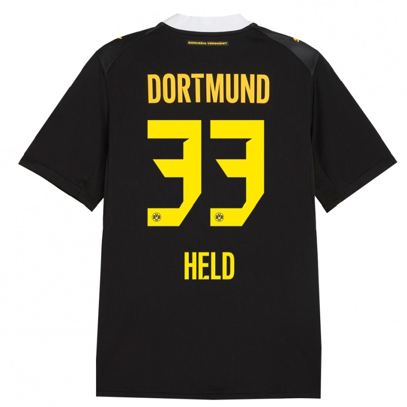 Danxen Kvinder Aaron Held #33 Sort Rød Gul Udebane Spillertrøjer 2026/27 Trøje T-Shirt