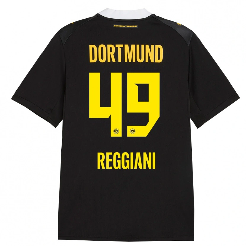 Danxen Kvinder Luca Reggiani #49 Sort Rød Gul Udebane Spillertrøjer 2026/27 Trøje T-Shirt