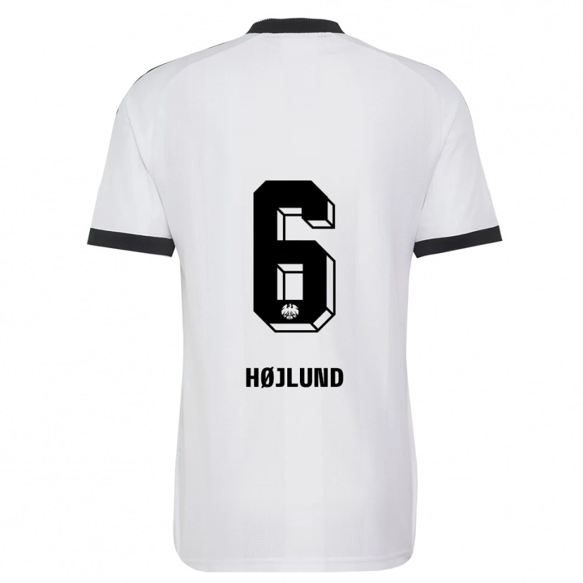 Danxen Kvinder Oscar Højlund #6 Sort Hvid Udebane Spillertrøjer 2026/27 Trøje T-Shirt