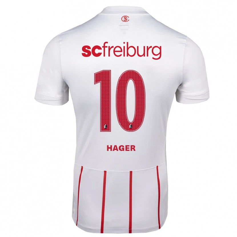Danxen Kvinder Marc Hager #10 Hvid Rød Gul Udebane Spillertrøjer 2026/27 Trøje T-Shirt