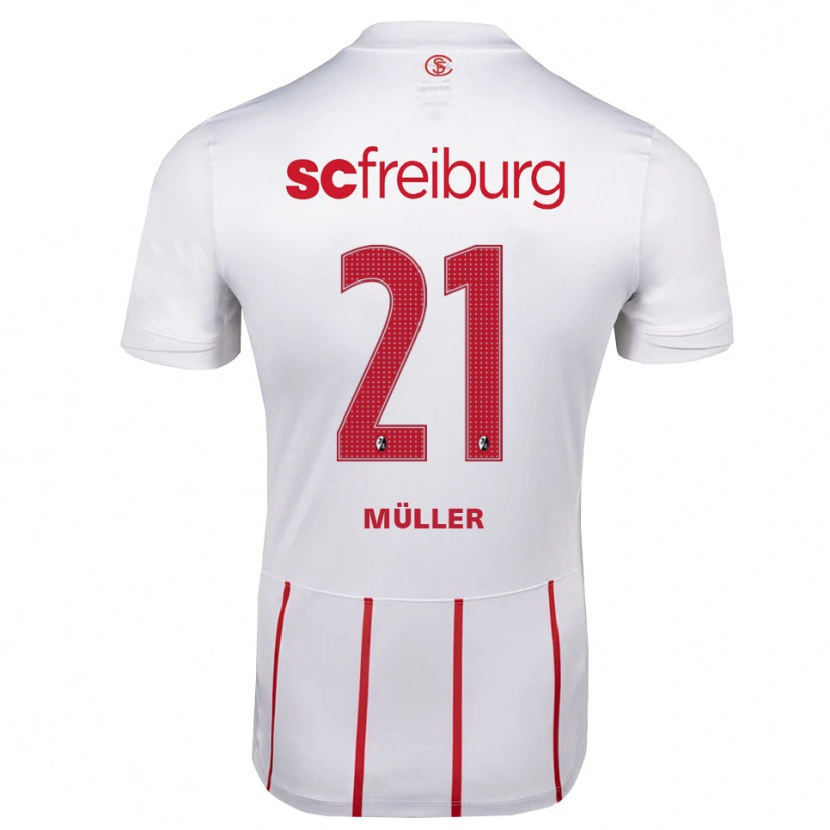 Danxen Kvinder Florian Müller #21 Hvid Rød Gul Udebane Spillertrøjer 2026/27 Trøje T-Shirt