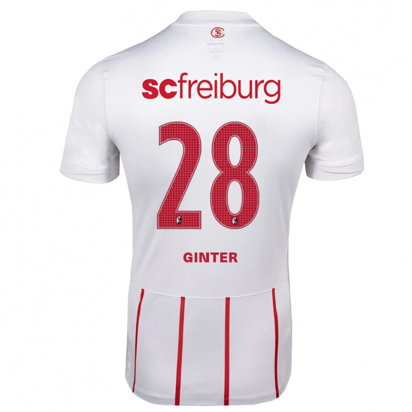 Danxen Kvinder Matthias Ginter #28 Hvid Rød Gul Udebane Spillertrøjer 2026/27 Trøje T-Shirt