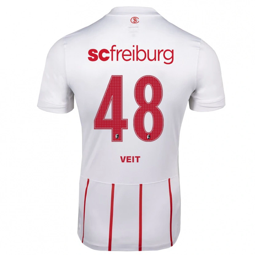 Danxen Kvinder Jannik Veit #48 Hvid Rød Gul Udebane Spillertrøjer 2026/27 Trøje T-Shirt