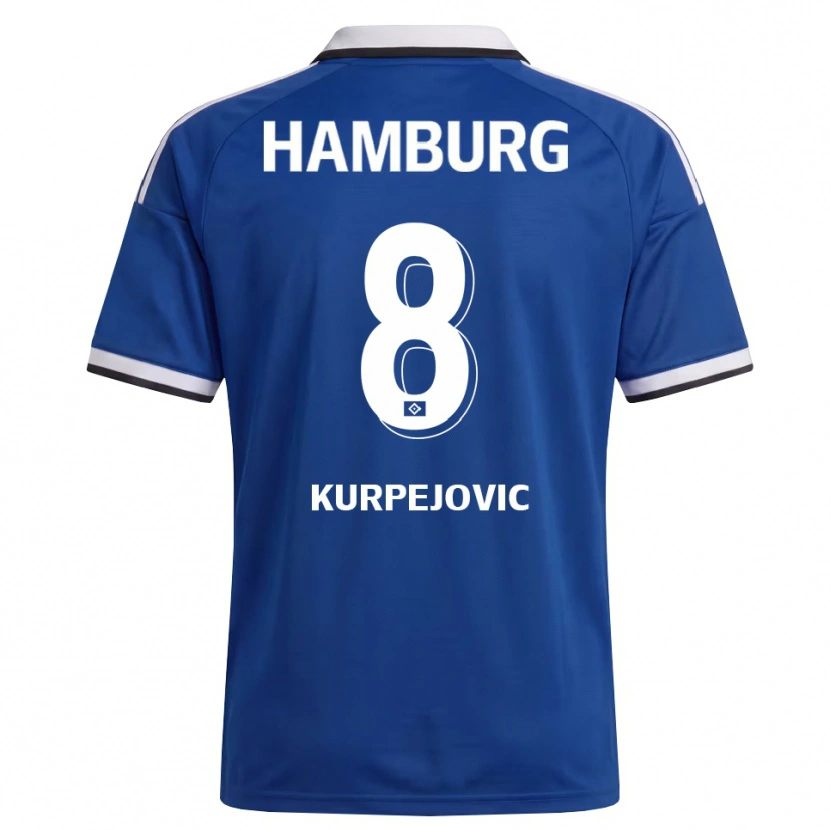 Danxen Kvinder Emin Kurpejovic #8 Hvid Blå Udebane Spillertrøjer 2026/27 Trøje T-Shirt