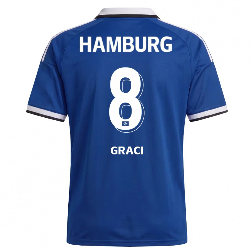 Danxen Kvinder Massimo Graci #8 Hvid Blå Udebane Spillertrøjer 2026/27 Trøje T-Shirt