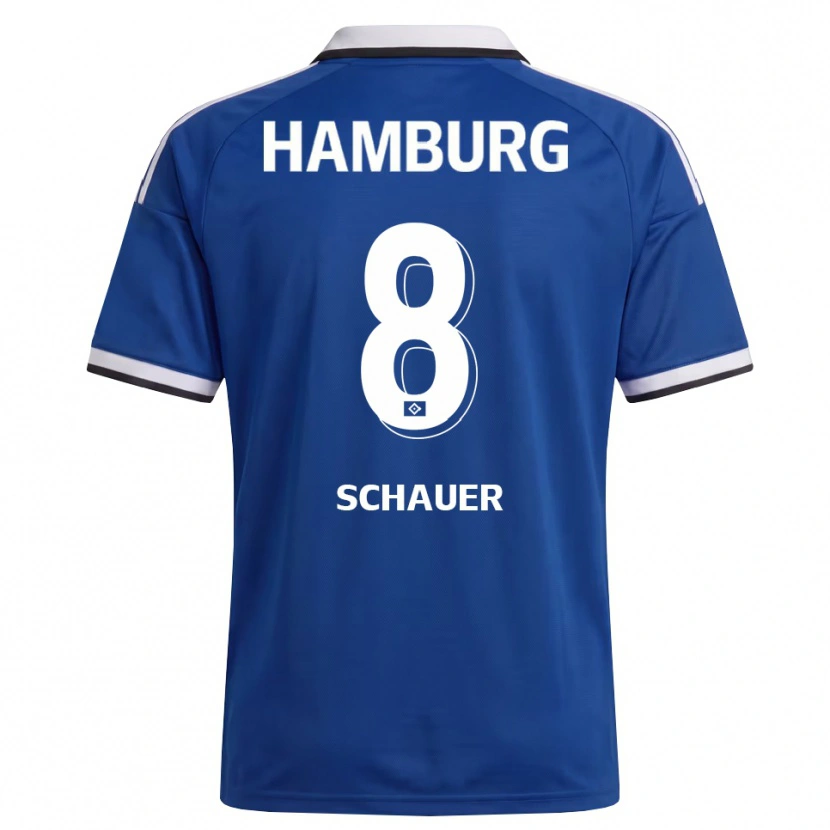 Danxen Kvinder Martin Schauer #8 Hvid Blå Udebane Spillertrøjer 2026/27 Trøje T-Shirt