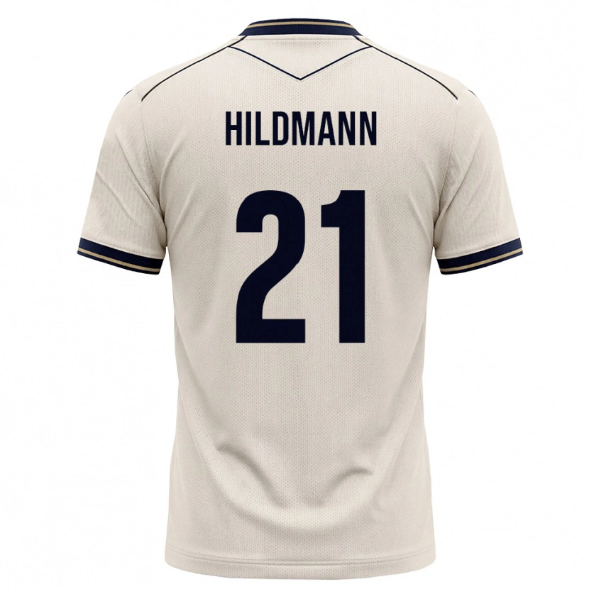 Danxen Kvinder Timo Hildmann #21 Off-White Blækblå Udebane Spillertrøjer 2026/27 Trøje T-Shirt