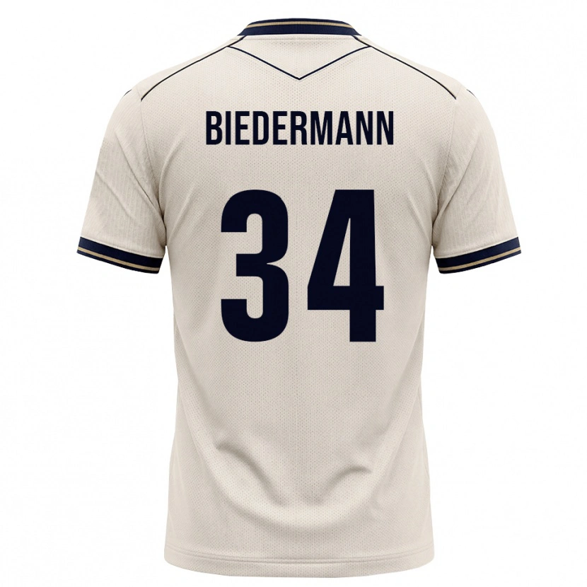 Danxen Kvinder Nico Biedermann #34 Off-White Blækblå Udebane Spillertrøjer 2026/27 Trøje T-Shirt