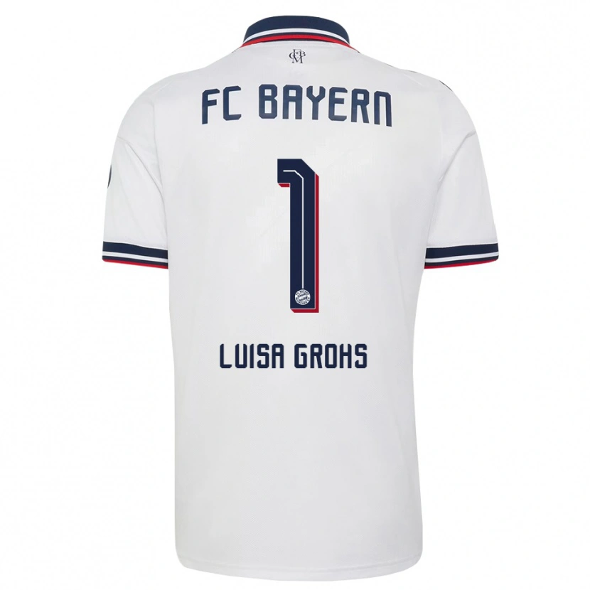 Danxen Kvinder Maria Luisa Grohs #1 Hvid Grå Rød Udebane Spillertrøjer 2026/27 Trøje T-Shirt