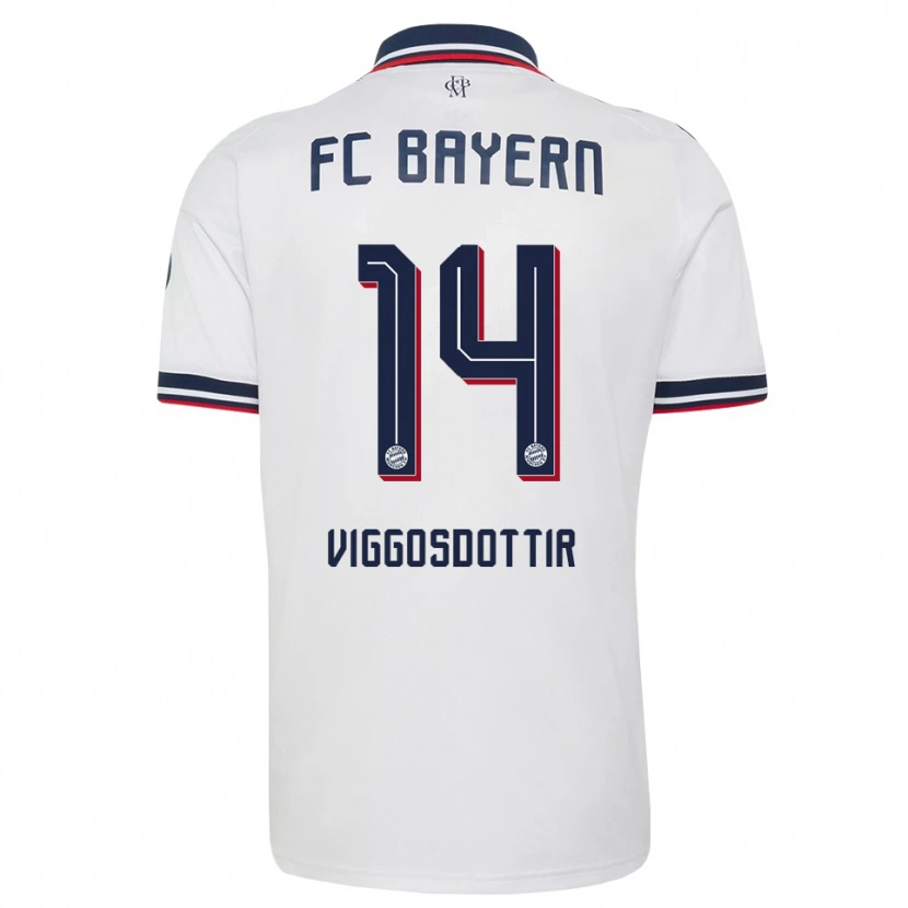 Danxen Kvinder Glodis Perla Viggosdottir #14 Hvid Grå Rød Udebane Spillertrøjer 2026/27 Trøje T-Shirt