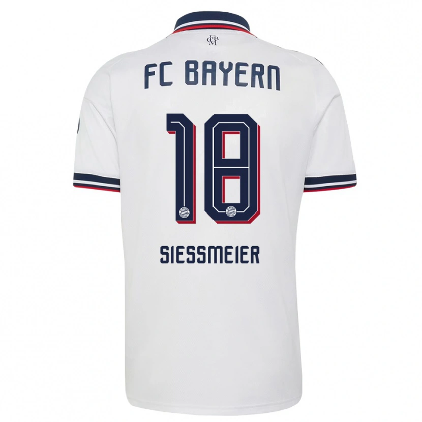 Danxen Kvinder Maximilian Sießmeier #18 Hvid Grå Rød Udebane Spillertrøjer 2026/27 Trøje T-Shirt