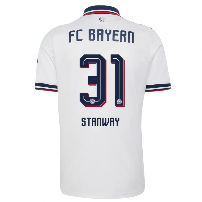 Danxen Kvinder Georgia Stanway #31 Hvid Grå Rød Udebane Spillertrøjer 2026/27 Trøje T-Shirt