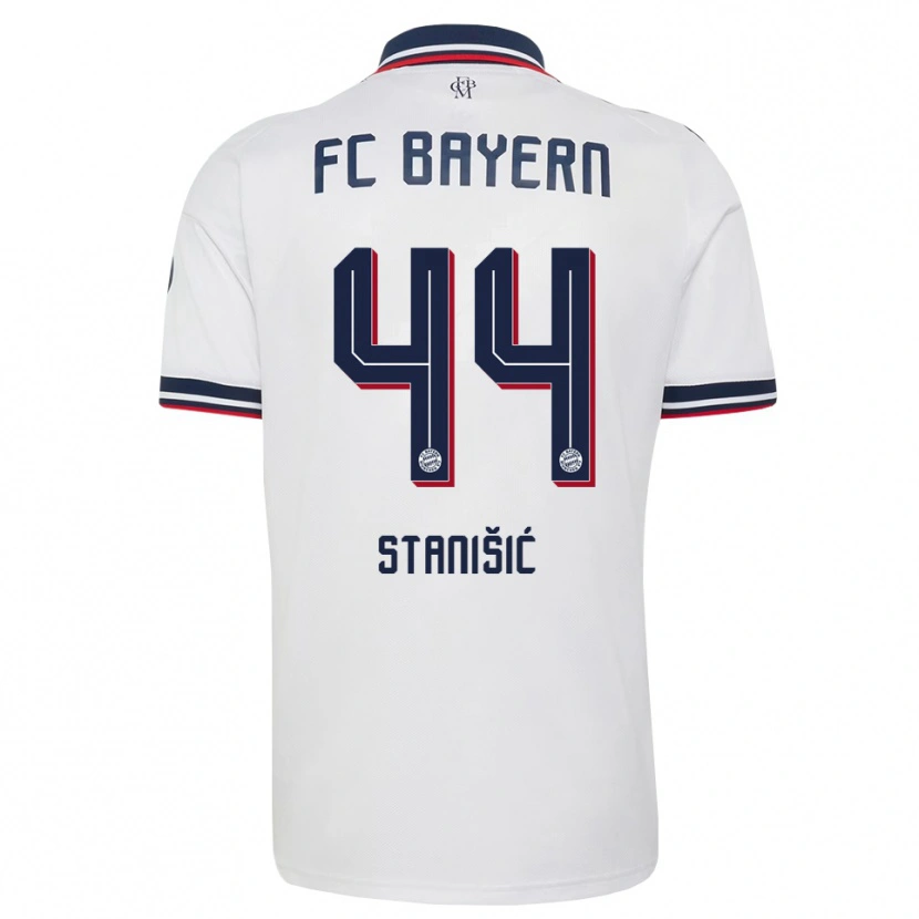 Danxen Kvinder Josip Stanisic #44 Hvid Grå Rød Udebane Spillertrøjer 2026/27 Trøje T-Shirt