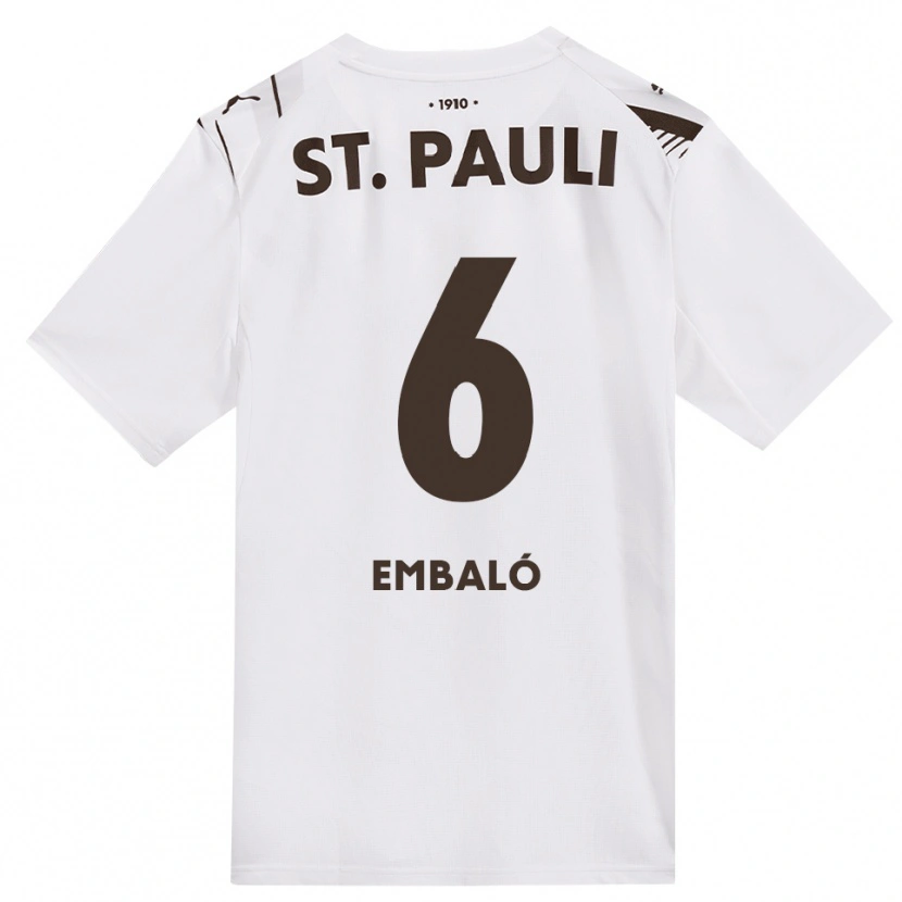 Danxen Kvinder Diego Embaló #6 Cafe Hvid Rød Udebane Spillertrøjer 2026/27 Trøje T-Shirt
