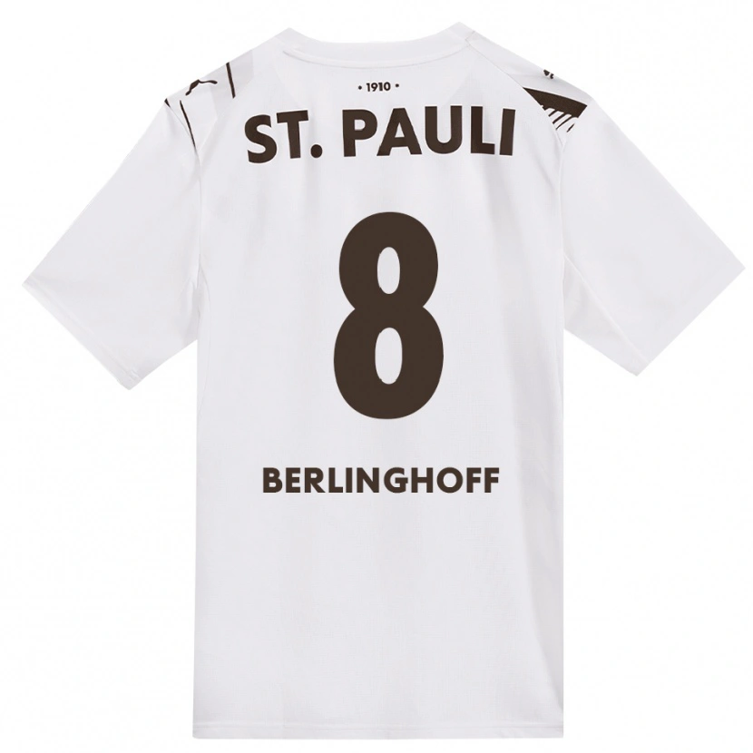 Danxen Kvinder Marlene Berlinghoff #8 Cafe Hvid Rød Udebane Spillertrøjer 2026/27 Trøje T-Shirt