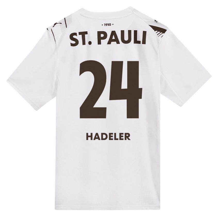 Danxen Kvinder Jonathan Hadeler #24 Cafe Hvid Rød Udebane Spillertrøjer 2026/27 Trøje T-Shirt