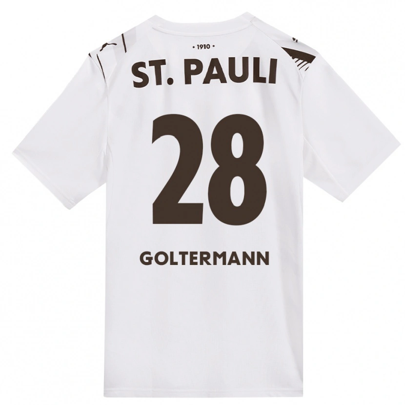 Danxen Kvinder Max Goltermann #28 Cafe Hvid Rød Udebane Spillertrøjer 2026/27 Trøje T-Shirt