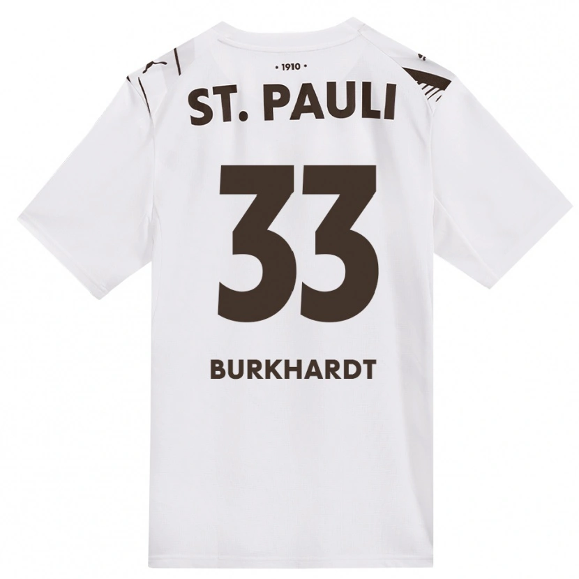 Danxen Kvinder Jannik Burkhardt #33 Cafe Hvid Rød Udebane Spillertrøjer 2026/27 Trøje T-Shirt