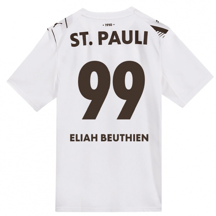 Danxen Kvinder Jaron Eliah Beuthien #99 Cafe Hvid Rød Udebane Spillertrøjer 2026/27 Trøje T-Shirt