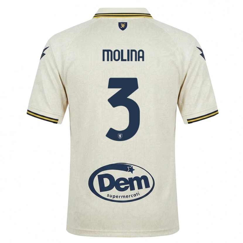 Danxen Kvinder Francesco Molina #3 Oldlace Gul Sort Udebane Spillertrøjer 2026/27 Trøje T-Shirt