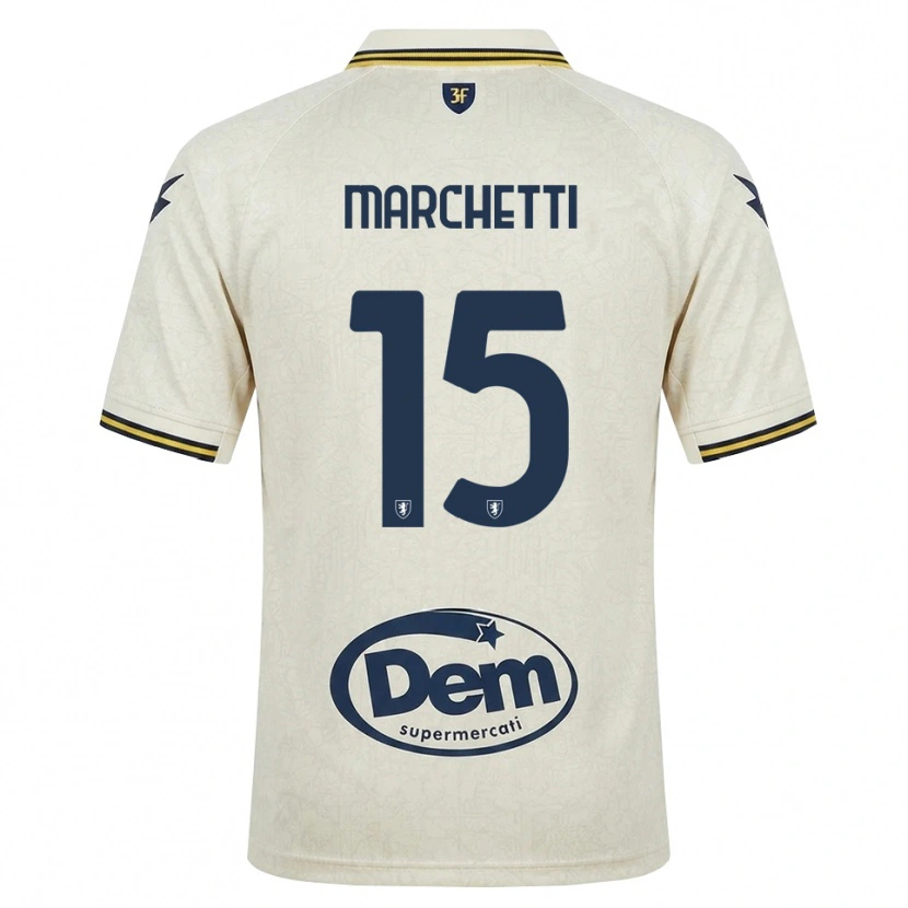 Danxen Kvinder Matteo Marchetti #15 Oldlace Gul Sort Udebane Spillertrøjer 2026/27 Trøje T-Shirt