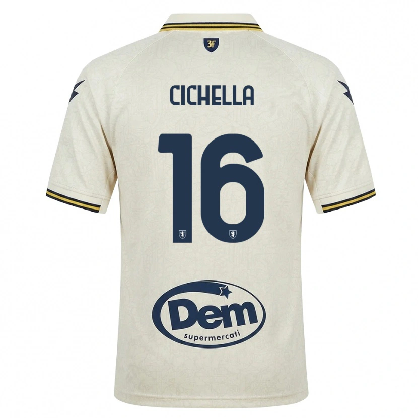 Danxen Kvinder Matteo Cichella #16 Oldlace Gul Sort Udebane Spillertrøjer 2026/27 Trøje T-Shirt
