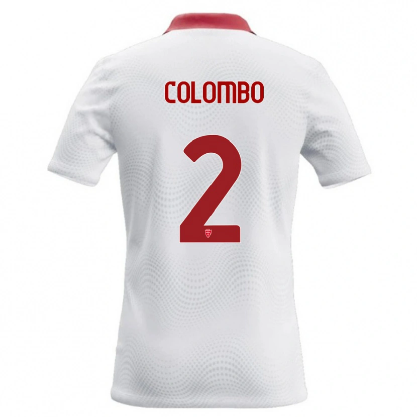 Danxen Kvinder Davide Colombo #2 Hvid Rød Udebane Spillertrøjer 2026/27 Trøje T-Shirt