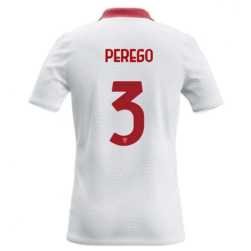 Danxen Kvinder Gregorio Perego #3 Hvid Rød Udebane Spillertrøjer 2026/27 Trøje T-Shirt