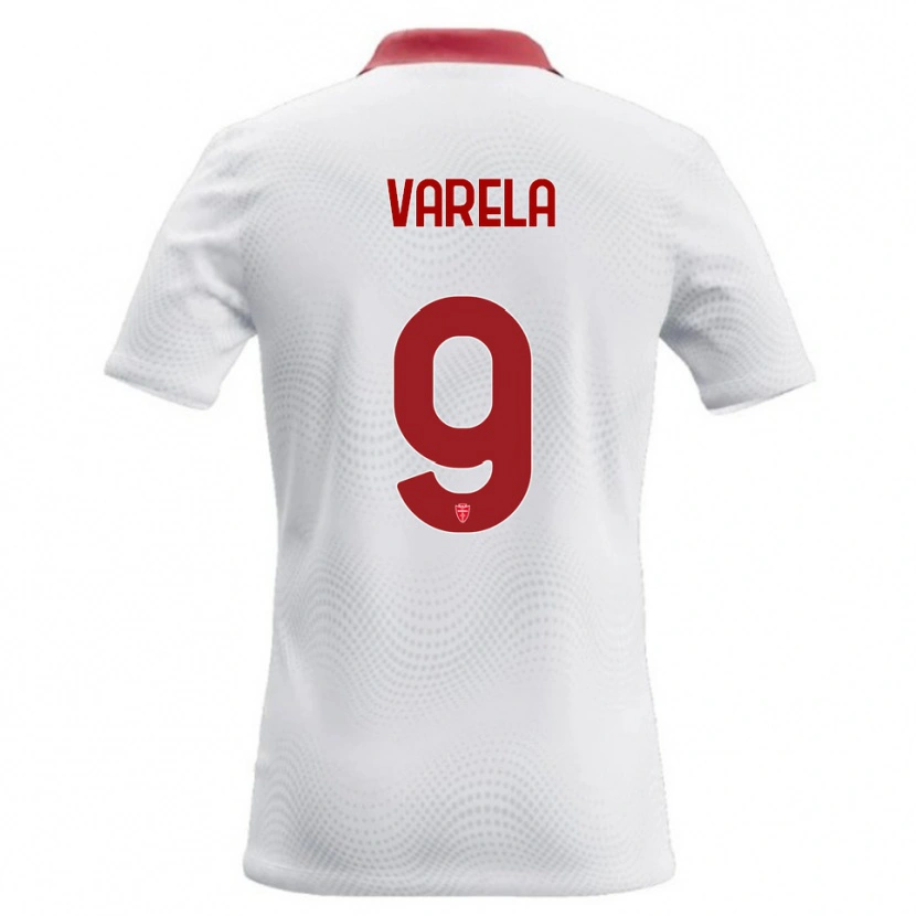 Danxen Kvinder Gustavo Varela #9 Hvid Rød Udebane Spillertrøjer 2026/27 Trøje T-Shirt