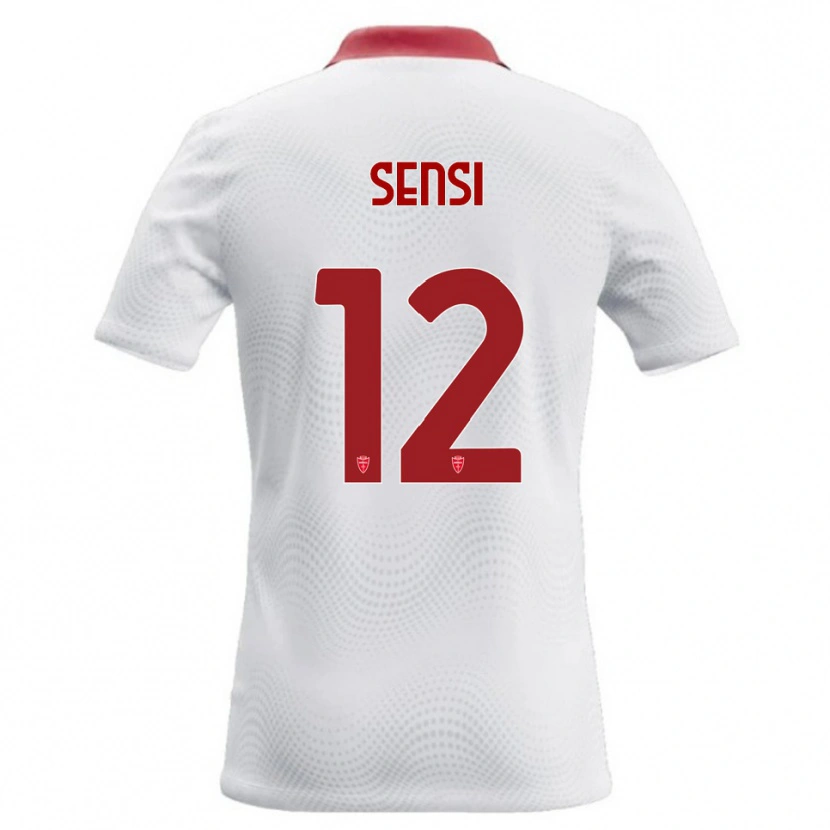 Danxen Kvinder Stefano Sensi #12 Hvid Rød Udebane Spillertrøjer 2026/27 Trøje T-Shirt