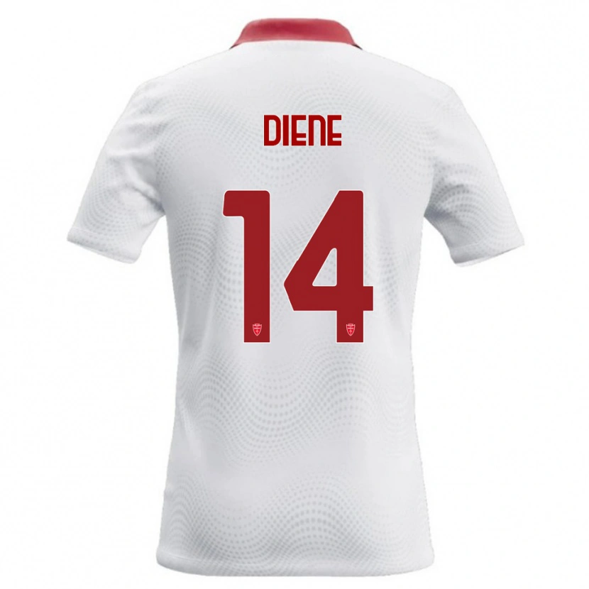 Danxen Kvinder Abdou Diene #14 Hvid Rød Udebane Spillertrøjer 2026/27 Trøje T-Shirt