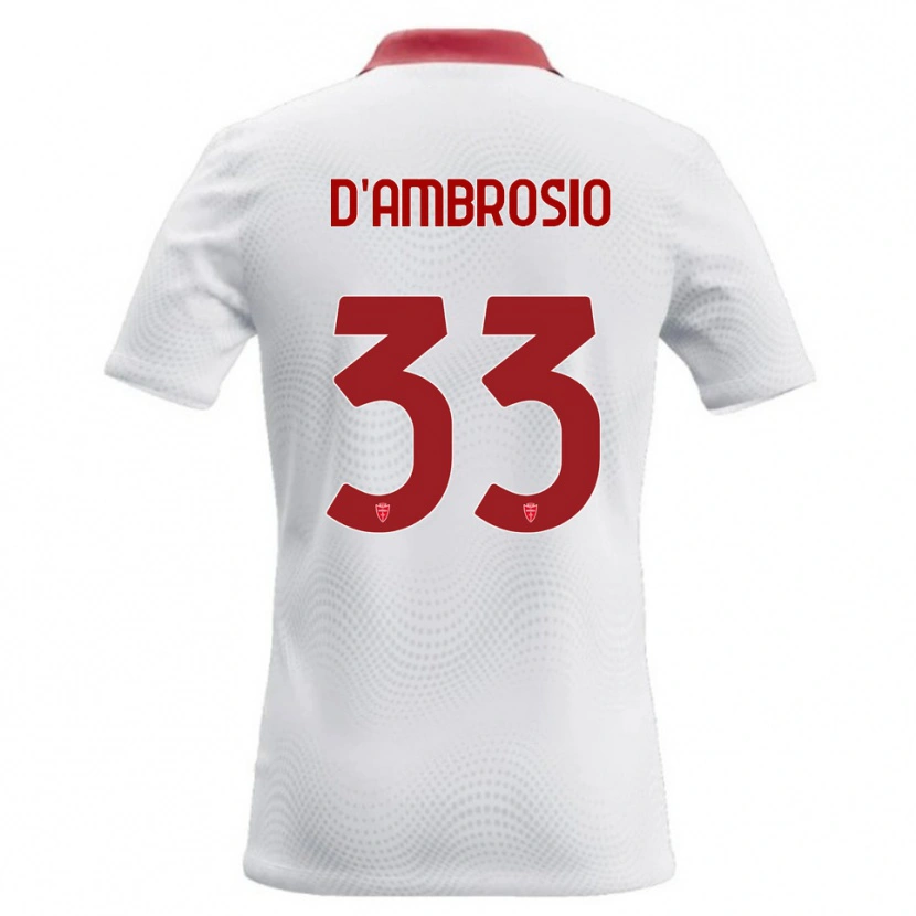 Danxen Kvinder Danilo D'ambrosio #33 Hvid Rød Udebane Spillertrøjer 2026/27 Trøje T-Shirt
