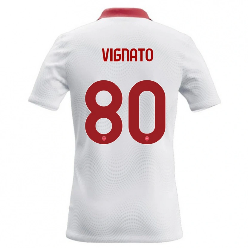 Danxen Kvinder Samuele Vignato #80 Hvid Rød Udebane Spillertrøjer 2026/27 Trøje T-Shirt