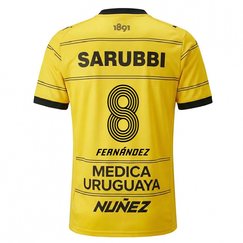 Danxen Kvinder Nicolás Fernández #8 Gul Sort Udebane Spillertrøjer 2026/27 Trøje T-Shirt