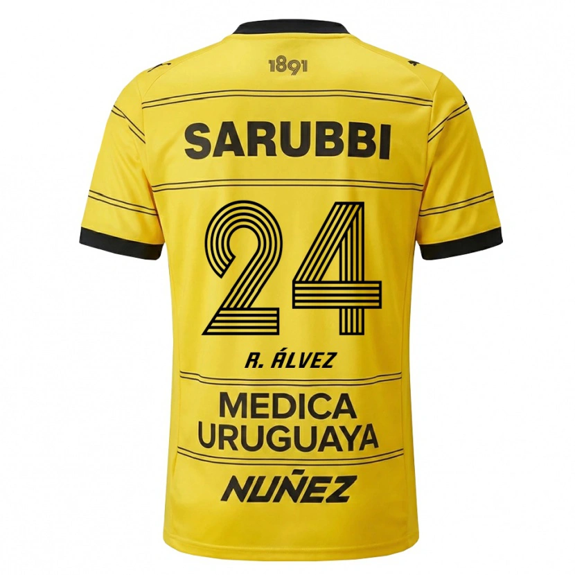 Danxen Kvinder Rodrigo Álvez #24 Gul Sort Udebane Spillertrøjer 2026/27 Trøje T-Shirt