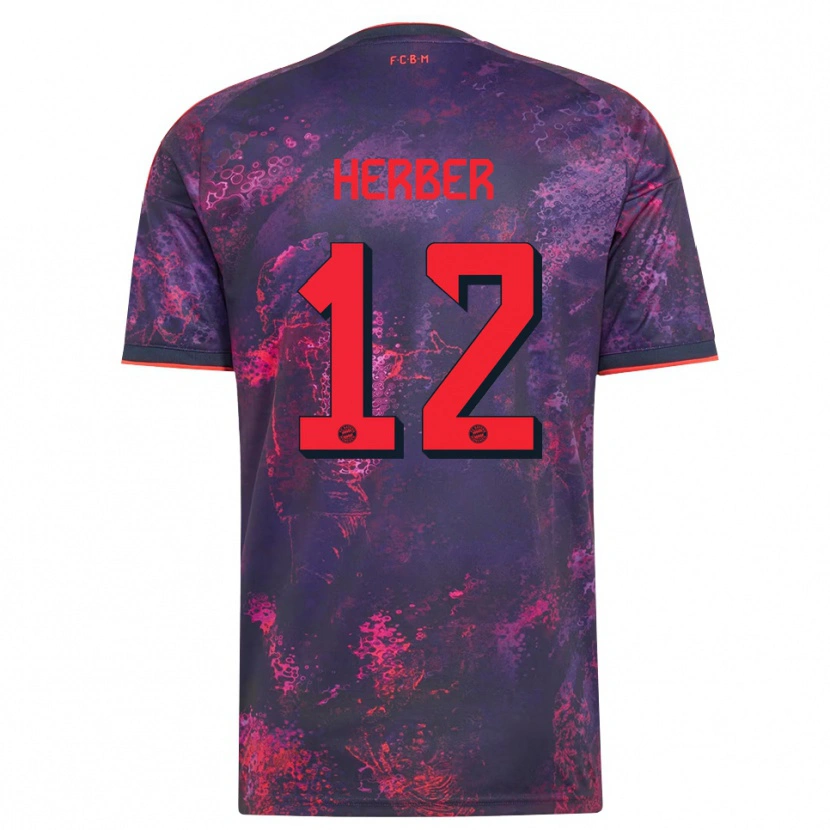 Danxen Kvinder Niklas Herber #12 Lilla Rød Tredje Sæt Spillertrøjer 2026/27 Trøje T-Shirt