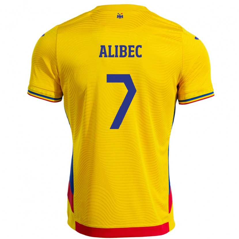 Danxen Børn Rumænien Denis Alibec #7 Gul Hjemmebane Spillertrøjer 24-26 Trøje T-Shirt