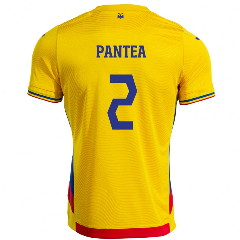 Danxen Børn Rumænien Alexandru Pantea #2 Gul Hjemmebane Spillertrøjer 24-26 Trøje T-Shirt