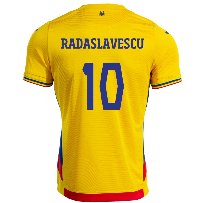 Danxen Børn Rumænien Eduard Radaslavescu #10 Gul Hjemmebane Spillertrøjer 24-26 Trøje T-Shirt