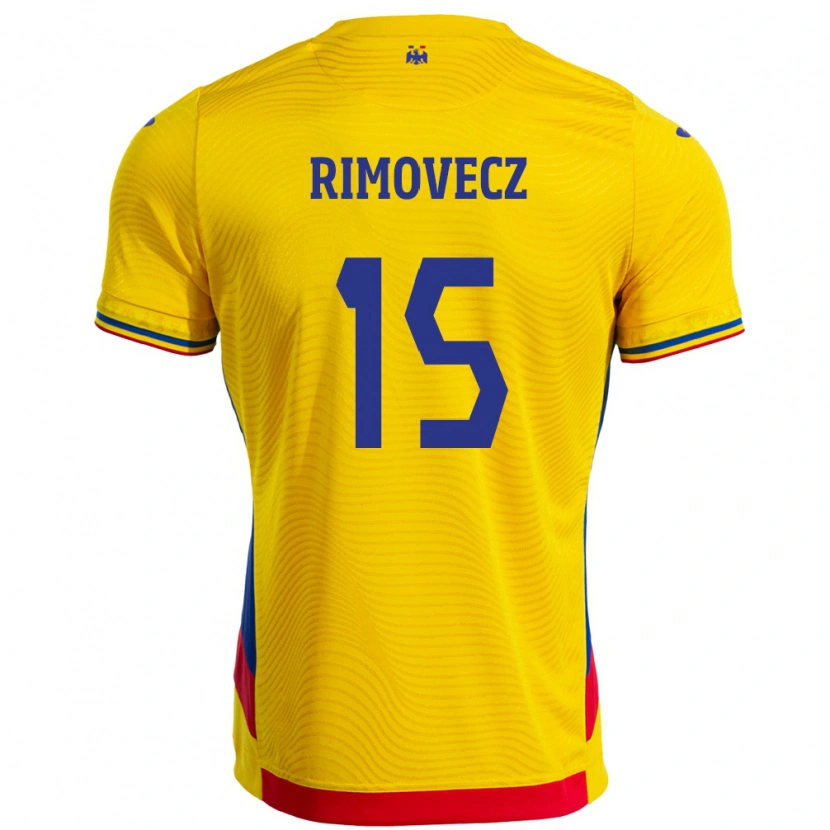 Danxen Børn Rumænien Sergiu Rimovecz #15 Gul Hjemmebane Spillertrøjer 24-26 Trøje T-Shirt