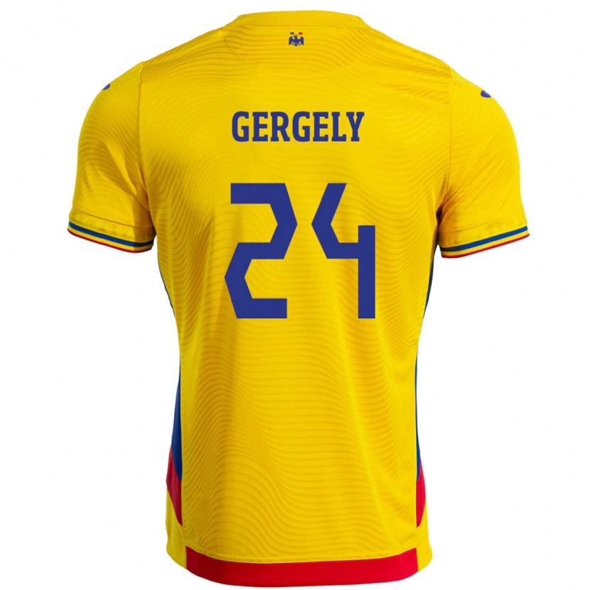Danxen Børn Rumænien Botond Gergely #24 Gul Hjemmebane Spillertrøjer 24-26 Trøje T-Shirt