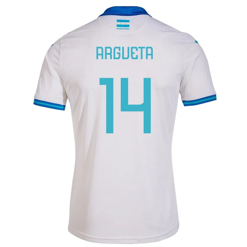 Danxen Børn Honduras Carlos Argueta #14 Hvid Hjemmebane Spillertrøjer 24-26 Trøje T-Shirt