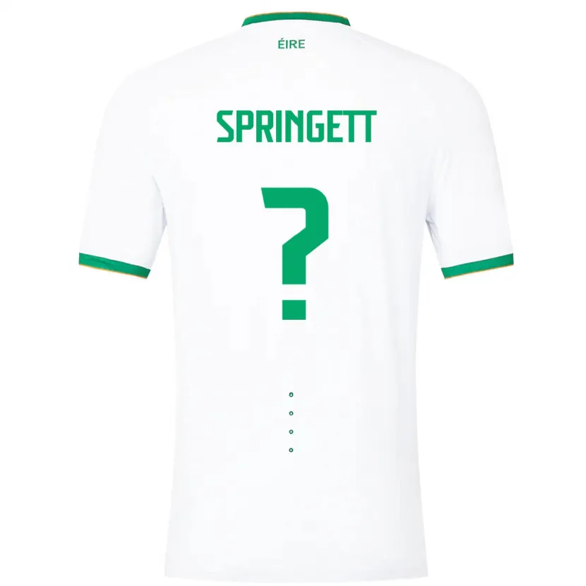 Danxen Børn Irland Tony Springett #0 Hvid Udebane Spillertrøjer 24-26 Trøje T-Shirt