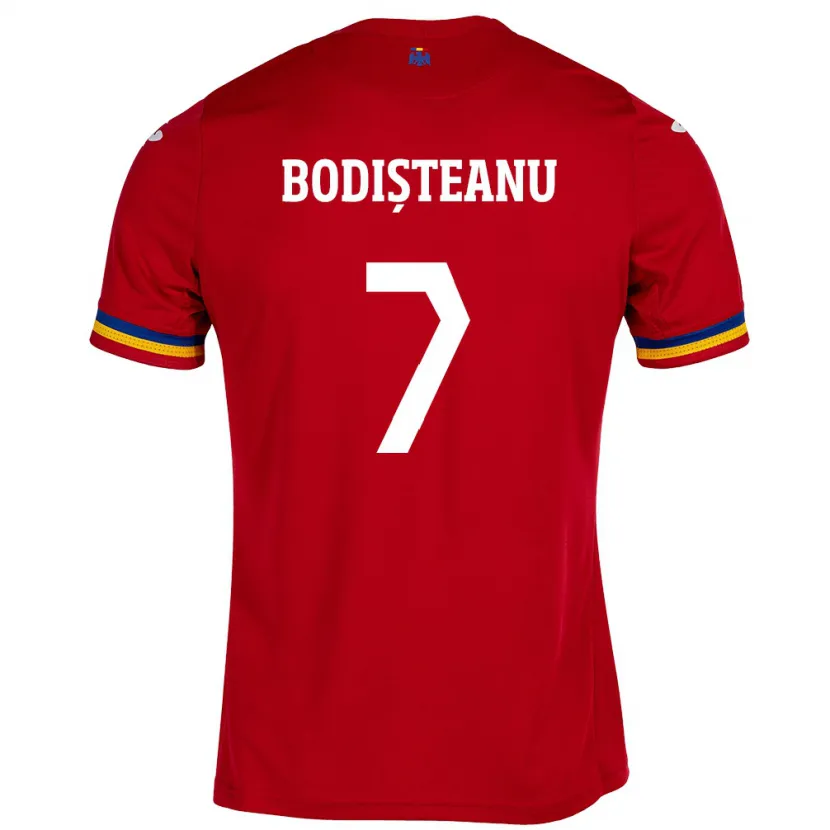 Danxen Børn Rumænien Ștefan Bodișteanu #7 Rød Udebane Spillertrøjer 24-26 Trøje T-Shirt