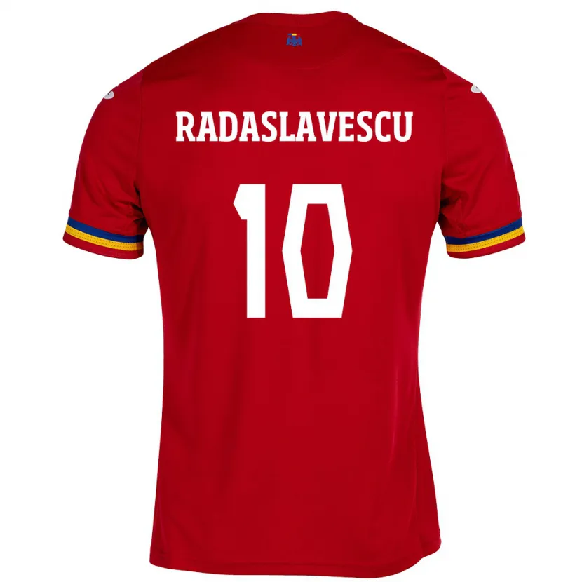 Danxen Børn Rumænien Eduard Radaslavescu #10 Rød Udebane Spillertrøjer 24-26 Trøje T-Shirt