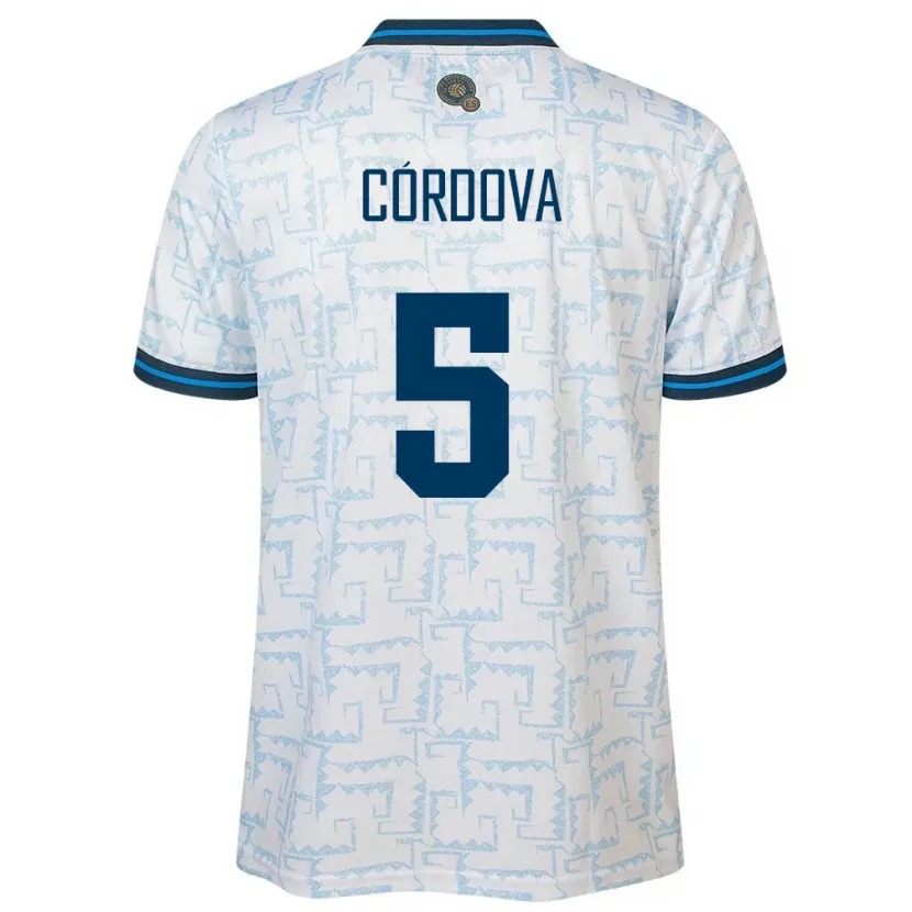 Danxen Børn El Salvador Edwin Córdova #5 Hvid Udebane Spillertrøjer 24-26 Trøje T-Shirt