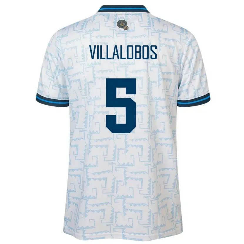 Danxen Børn El Salvador Kristian Villalobos #5 Hvid Udebane Spillertrøjer 24-26 Trøje T-Shirt