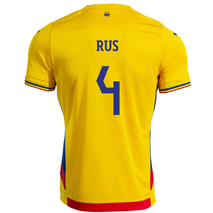 Danxen Mænd Rumænien Adrian Rus #4 Gul Hjemmebane Spillertrøjer 24-26 Trøje T-Shirt